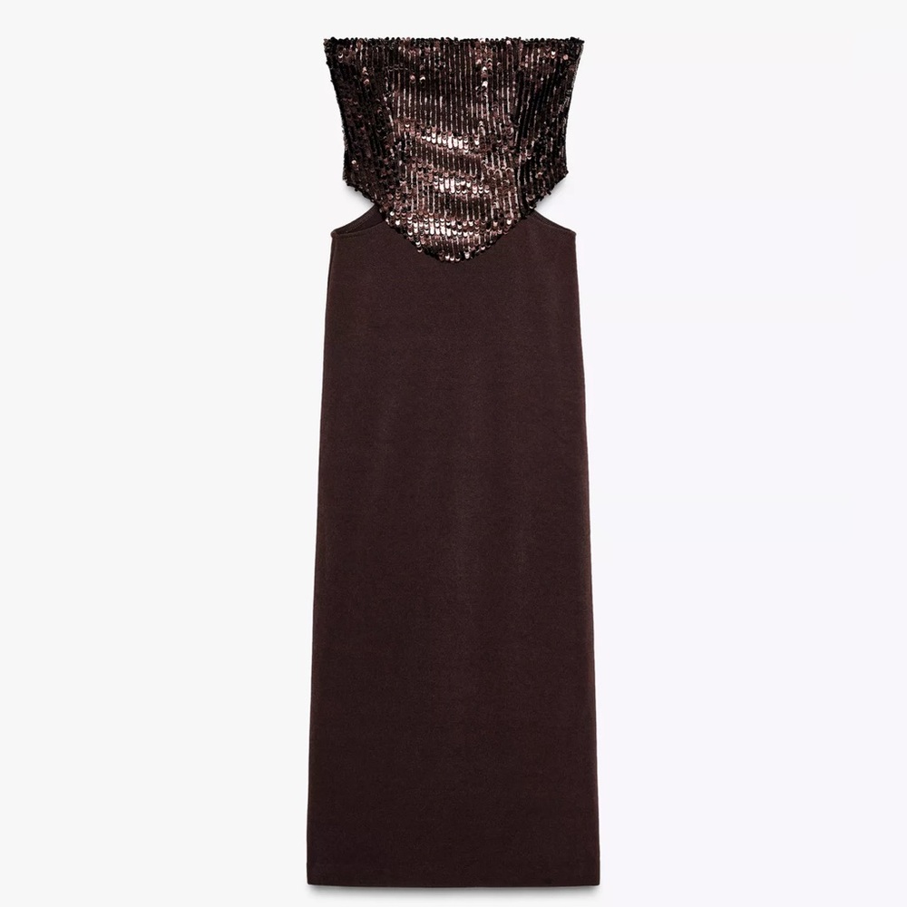 NWT ZARA SEQUIN CUT-OUT COMBINATION CUT OUT DRESS